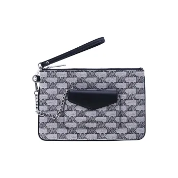 MICHAEL KORS Jet Set Item Coated Canvas Coin Purse Clutch Large Size Women's Black