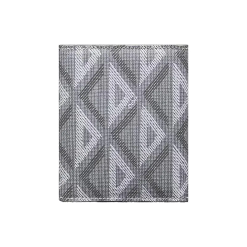 DIOR CD Diamond Canvas With Smooth Calfskin Wallet Men's Gray-2