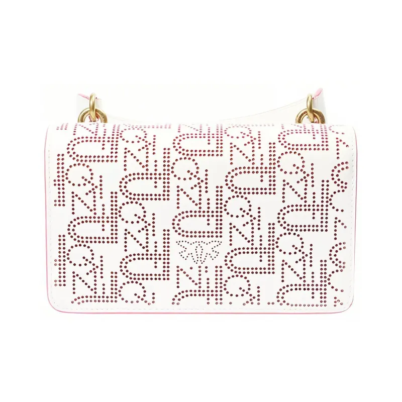 PINKO PINKO Love Icon Cow Leather Swift Bag Handbag Shoulder Bag Crossbody Bag Small Size Women's Ecru-2