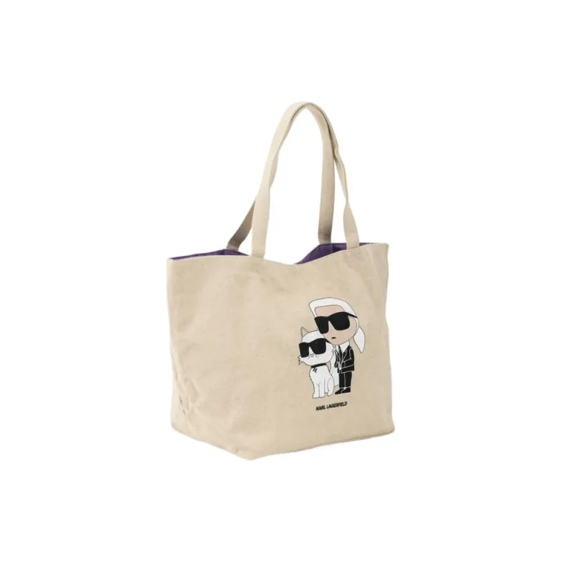 KARL LAGERFELD Cotton One Shoulder Handbag Women's Beige-1