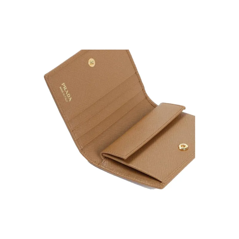 PRADA Saffiano Leather Wallet Small Size Women's Tan-3