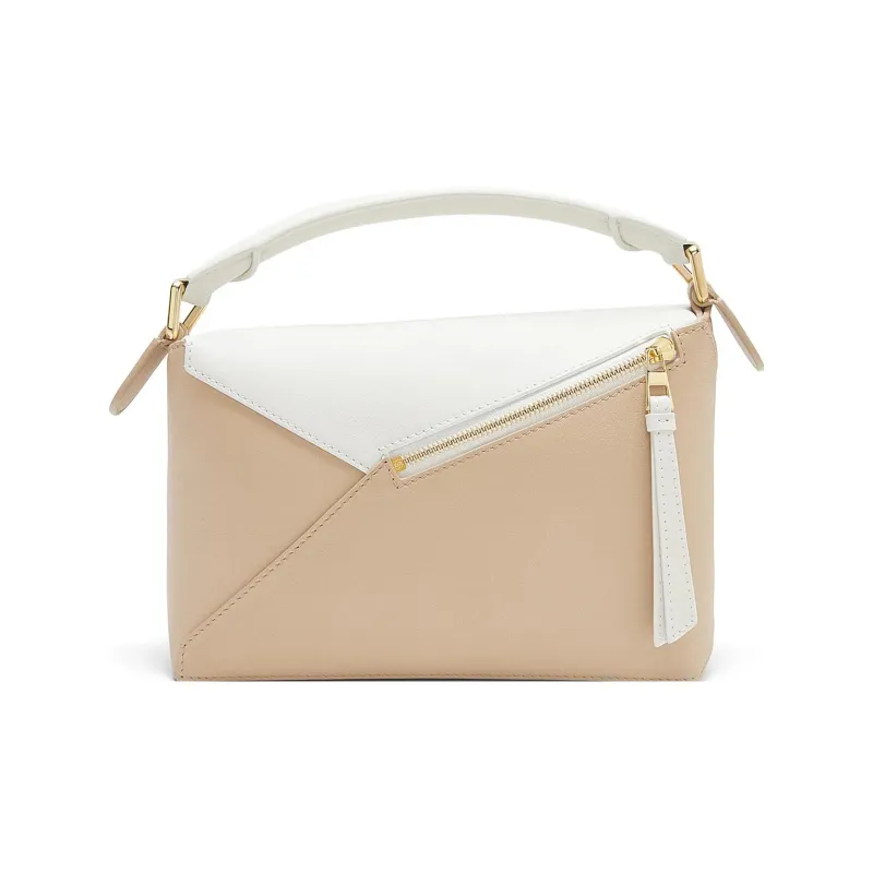 LOEWE Puzzle Cow Leather Shoulder Bag, Crossbody Bag, Handbag Trumpets Women's Soft White Color With Paper Craft-2