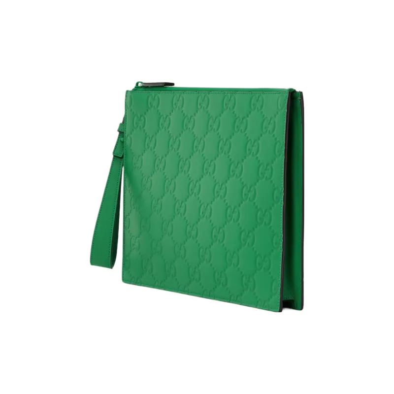 GUCCI Leather Clutch Men's Green-1