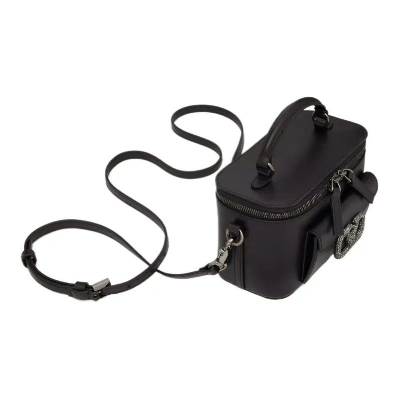 Valentino Locò Calfskin Shoulder Bag, Crossbody Bag, Handbag Mini Women's Black-4