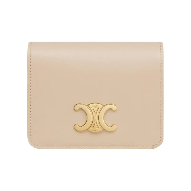 CELINE Triomphe Cow Leather Wallet Women's Nude-0