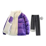 Bright night purple cotton clothes + soot and fleece denim