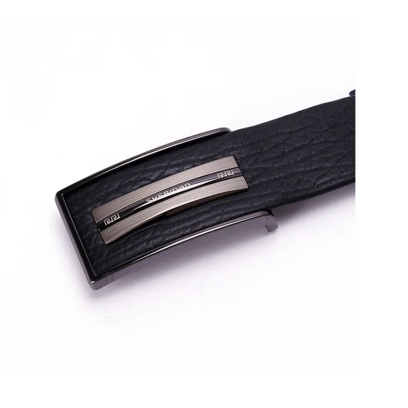 SHERIDan Business Casual Plate Buckle Cow Leather Belts Men's Black Width 3.5cm-2