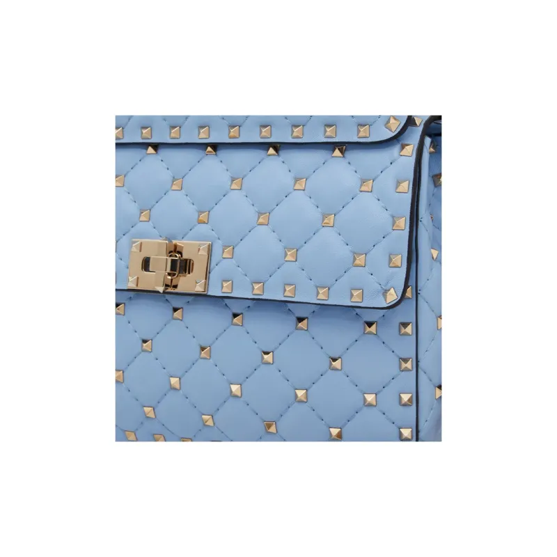 Valentino ROCKSTUD SPIKE Quilted Nappa Leather Portable Crossbody Bag, Shoulder Bag Women's Cerulean-5