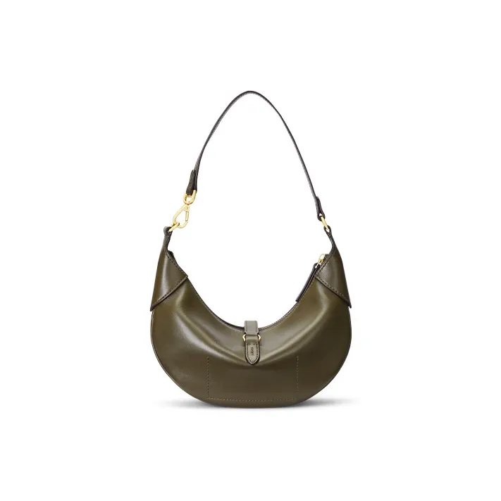 Polo Ralph Lauren Polo ID Cow Leather Crescent Bag, Handbag, Shoulder Bag Mini Women's Moss-2