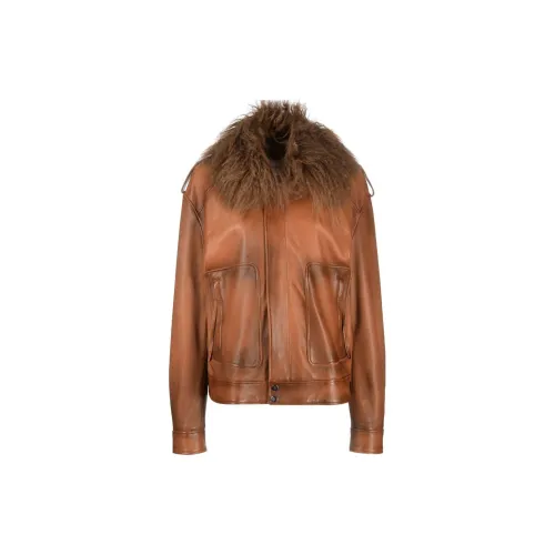 Blumarine Leather Jackets Women's Chocolate