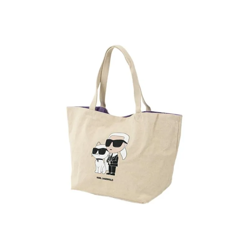 KARL LAGERFELD Cotton One Shoulder Handbag Women's Beige-2