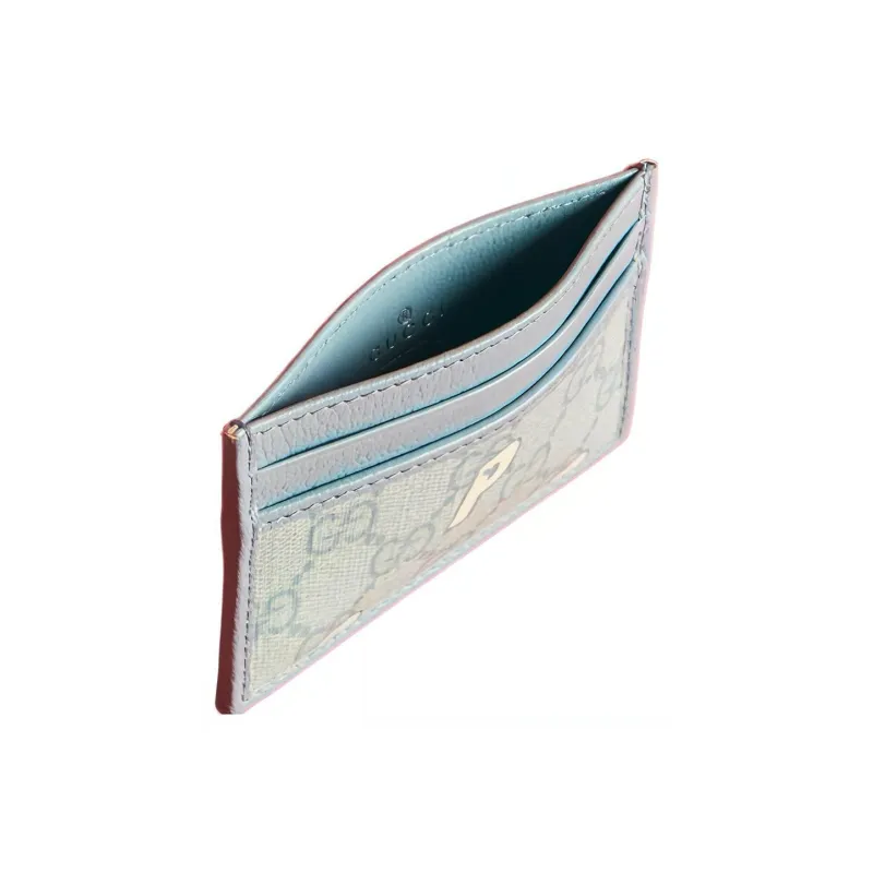 GUCCI PALACE Collaboration Canvas Card Holder Women's Blue-1