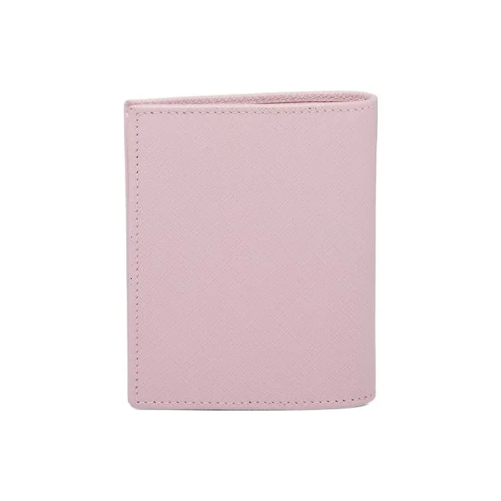 PRADA Leather Card Holder Wallet Small Size Women's Snowflake Gypsum Flower-1
