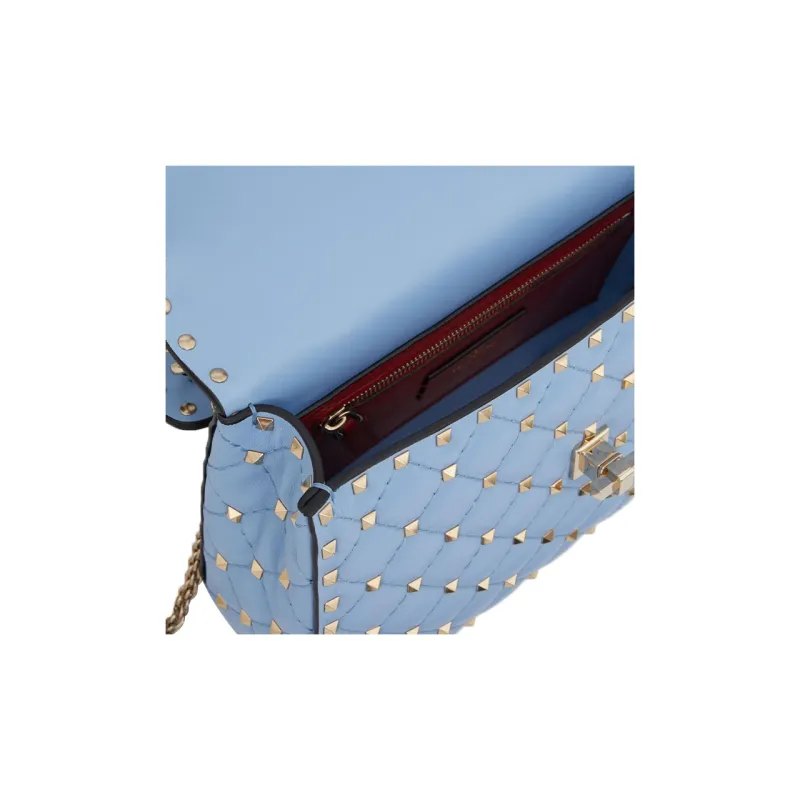 Valentino ROCKSTUD SPIKE Quilted Nappa Leather Portable Crossbody Bag, Shoulder Bag Women's Cerulean-6