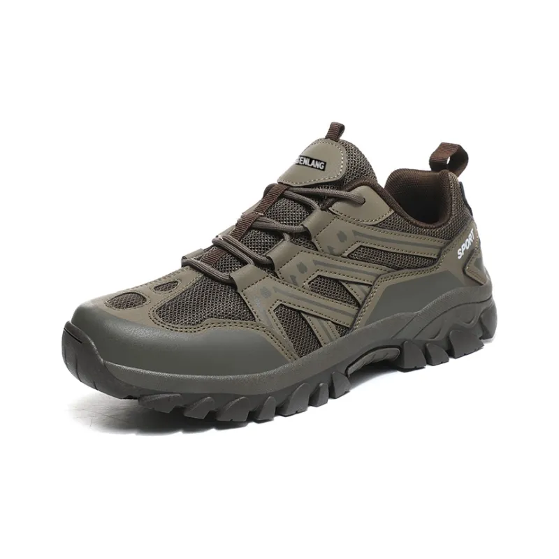GESENLANG Wear Resistant Breathable Slip Resistant Low Top Outdoor Shoes Men's Khaki-1