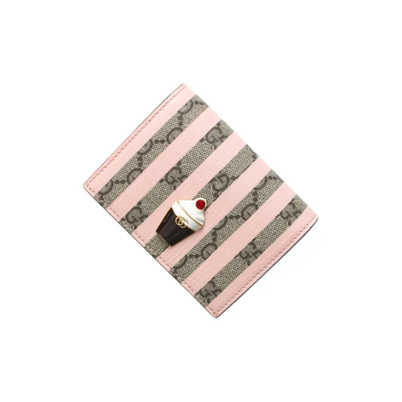 GUCCI Coated Canvas With Calfskin Wallet Mini Women's Pink/Multicolor/Beige/Wooden Brown-0