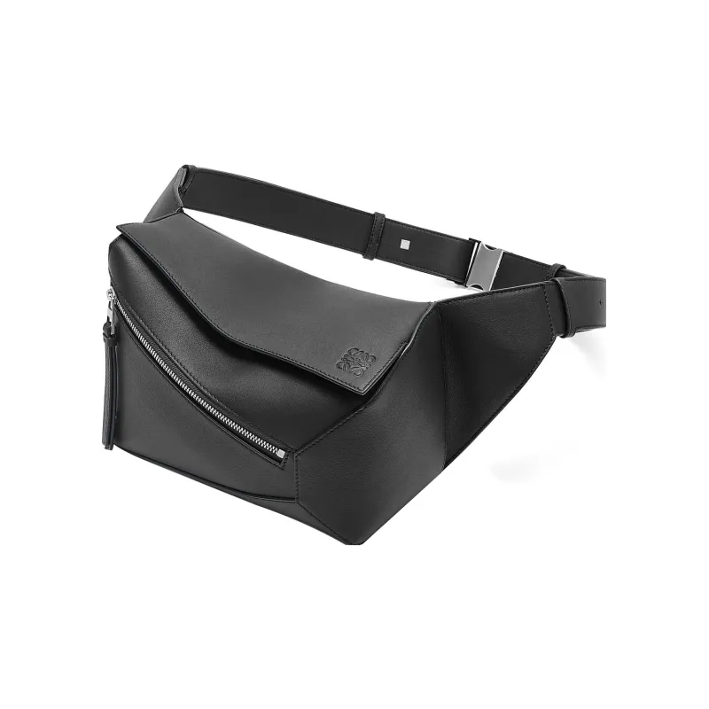 LOEWE Puzzle Cow Leather Fanny Pack Small Size Women's Black-1