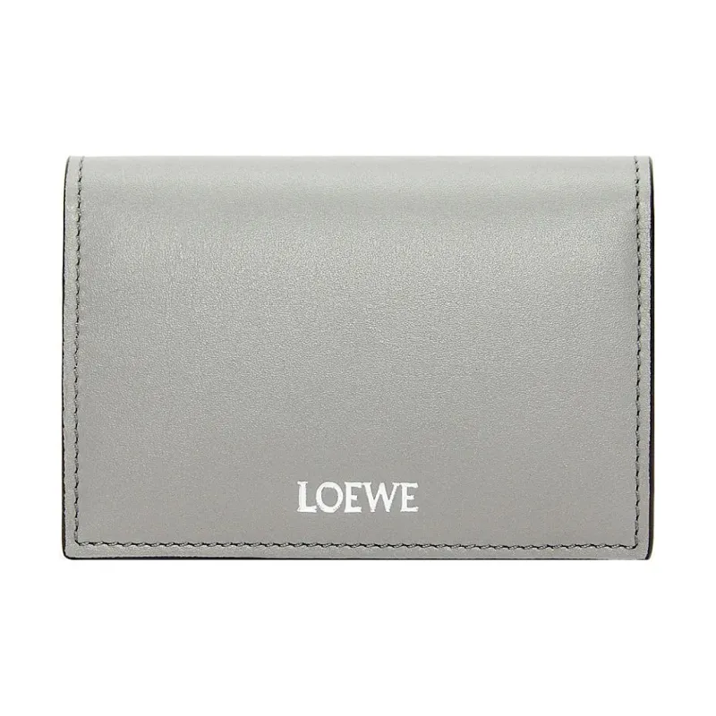 LOEWE Cow Leather Card Holder Men's Pearl Gray & Dark Gray-0