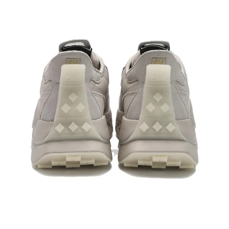 FILA KM Cushioning Breathable Support Low Top Casual Running Shoes Men's Silver Gray-3