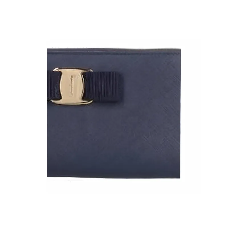 FERRAGAMO Leather Wallet Women's Blue-4