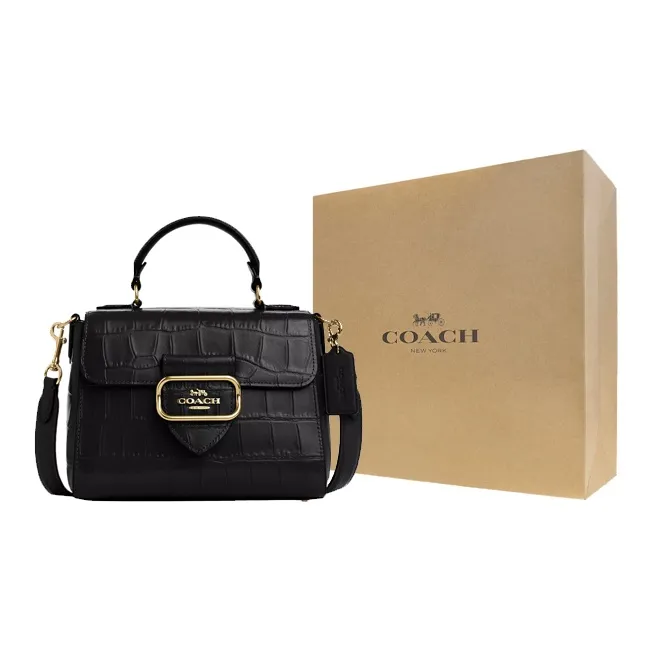 COACH Morgan Leather One Shoulder Handbag Small Size Women's Black-5