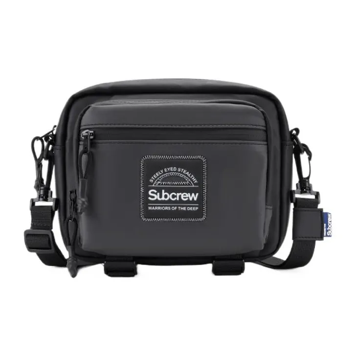 Subcrew Polyester Shoulder Bag, Crossbody Bag Medium Size Unisex Black/Khaki/White-0