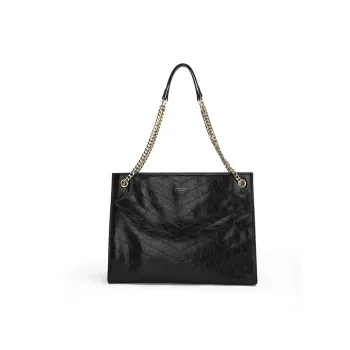 PIERRE CARDIN Cow Leather Tote Bag, Shopping Bag, Shoulder Bag Women's Black/Apricot/Ecru