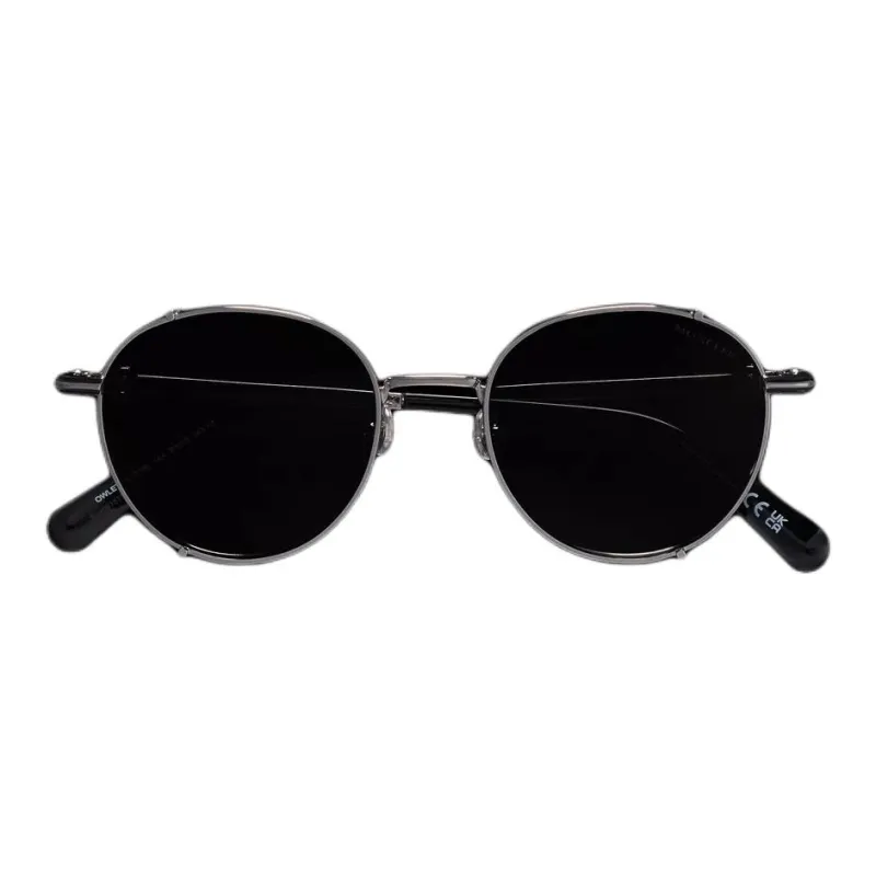 Moncler Galvanized Metal Round Sunglasses Men's Silver-0
