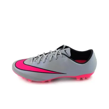 Nike AG Rubber Short Studs Wear-Resistant Soccer Shoes Men's Gray Pink