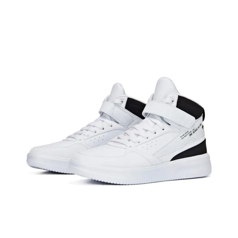 361° Anti Slip Wear Resistant High Top Skateboard Shoes White Black-2