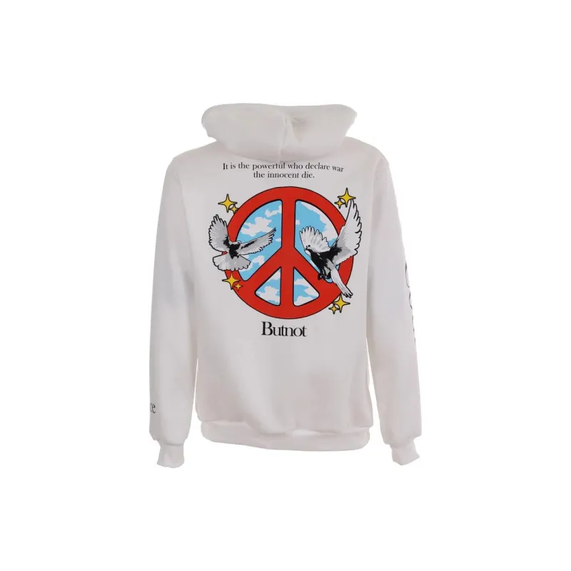 BUTNOT STREET COUTURE Felpa Con Cappuccio E Stampa Peace Sweatshirt Men's Cream White-1