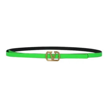 Valentino Logo Badge Leather Belts Women's Green -