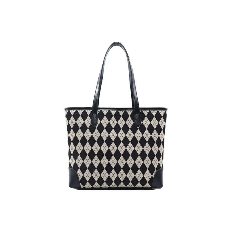 AUGTARLION Artificial Leather Tote Bag Shopping Bag Handbag Shoulder Bag Large Size Women's Black White-2