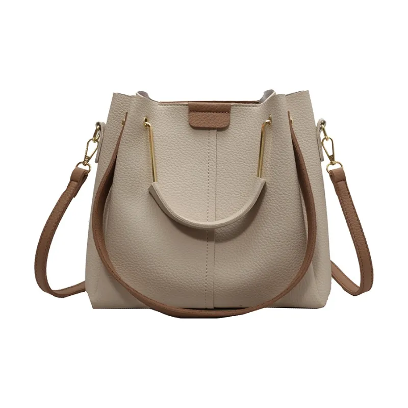 JIANMU PU Handbag Bucket Bag Women's Black/Khaki/Ecru/Pink-14
