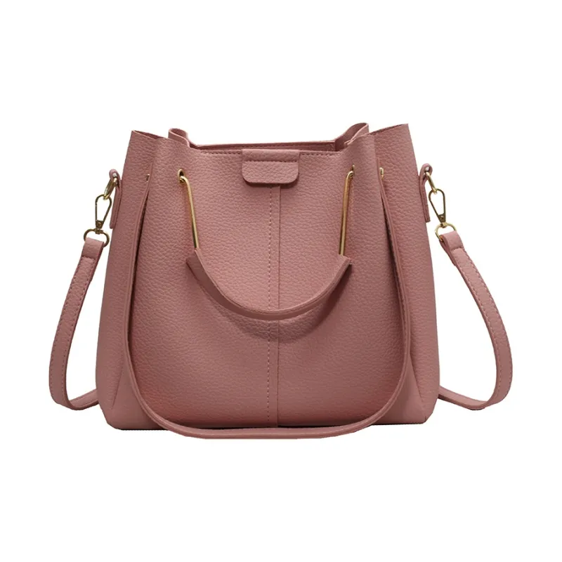 JIANMU PU Handbag Bucket Bag Women's Black/Khaki/Ecru/Pink-19