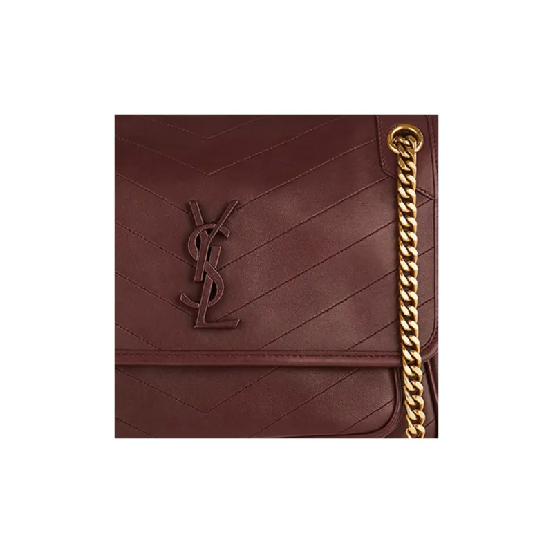 SAINT LAURENT Leather Hobo Bag Shoulder Bag Crossbody Bag Women's Red-4
