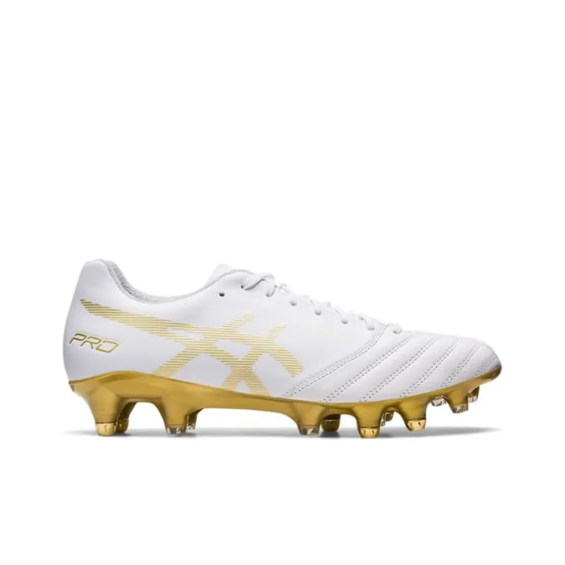 Asics DS LIGHT X FLY PRO Durable Breathable Soccer Shoes Unisex White Gold-1