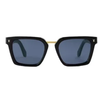 LOUIS VUITTON Metal Acetate Irregular Shape Sunglasses Unisex Black