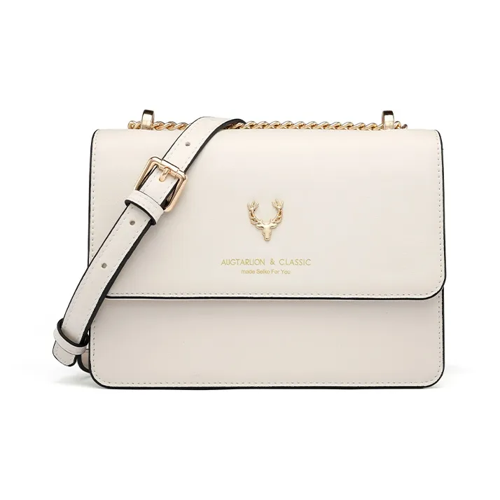 AUGTARLION PU Small Square Bag Chain Shoulder Bag Crossbody Bag Small Size Women's White-1