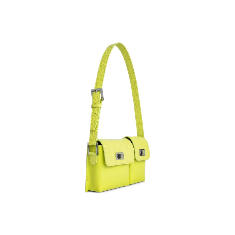 By Far Baby Billy Crocodile Pattern Cow Leather Shoulder Bag Handbag Shoulder Bag Women's Light Green-2