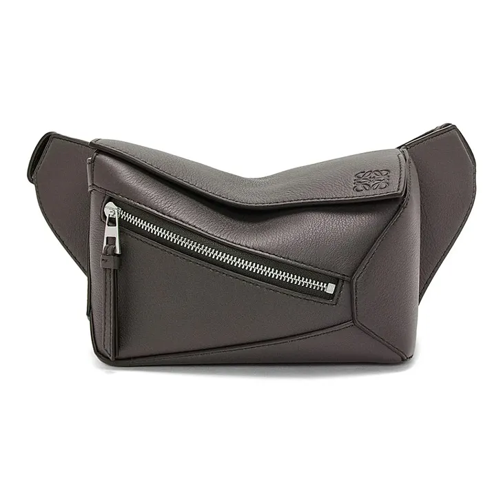 LOEWE Puzzle Classic Cow Leather Fanny Pack Mini Men's Dark Gray-0