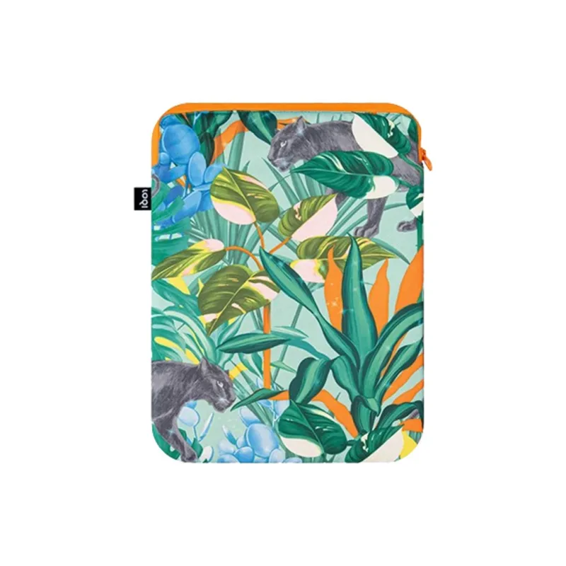 Loqi Pomme Chan Collaboration Recyclable Polyester Laptop Clutches Medium Size Unisex Thai Floral/Wild Forest-4