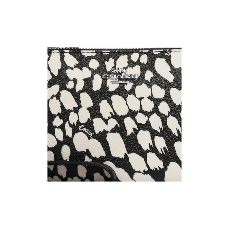 COACH Nolita Coated Canvas With Leather Coin Purse Wrist Bag Clutch Small Size Women's Black & White-3