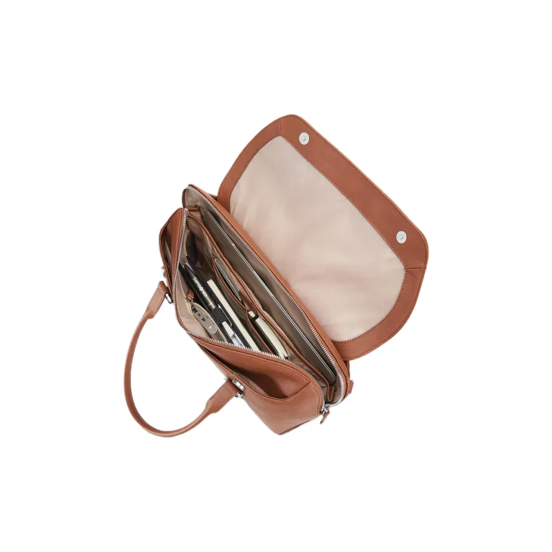SAMSONITE Leather Laptop Bags Handbag Shoulder Bag Women's Cognac-6