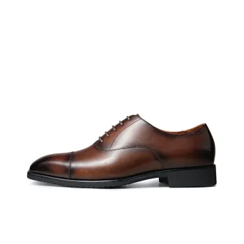 Zuti British Style Calfskin Oxford Shoes Dress Shoes Men's Dark Brown Matte