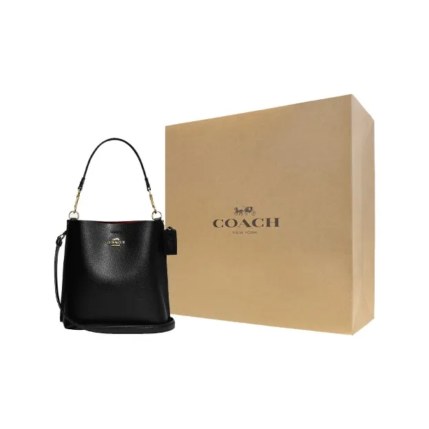 COACH Mollie Leather Bucket Bag Handbag Shoulder Bag Crossbody Bag Small Size Women's Black-5