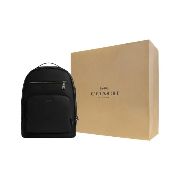 COACH Cow Leather Backpack Tubas Men's Black-4