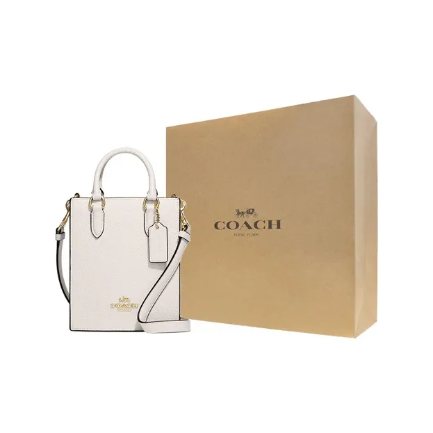 COACH N/S Pebbled Leather Tote Bag Shopping Bag Shoulder Bag Crossbody Bag Handbag Mini Women's White-6