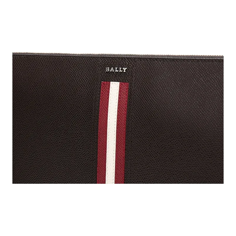 BALLY Leather Clutch Regular Men's Coffee Red White-4