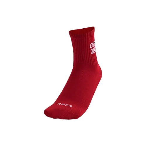 Anta Life Collection Mid-Calf Socks Unisex 1 Pack Good Luck Red
